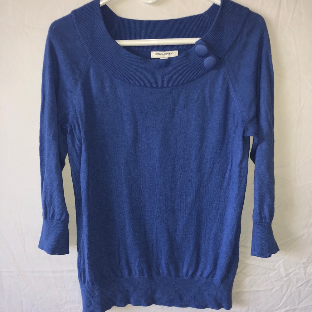 Banana Republic Large Blue Button Neck Sweater